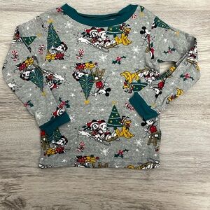 Disney Gray Multicolor Mickey Mouse Holiday 100% Cotton Long Sleeve Tee Size 3T